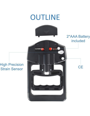 Dinamómetro Digital de Fuerza de Agarre GRIPX 90Kg Automático