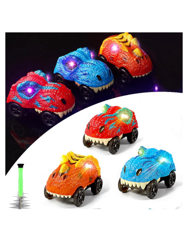 Coches de Pista LED Save Unicorn - Paquete de 3 Dinosaurios