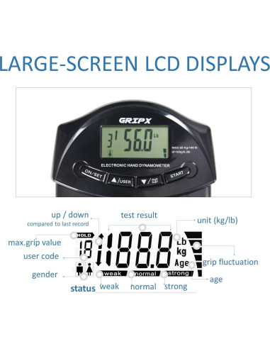Dinamómetro Digital de Fuerza de Agarre GRIPX 90Kg Automático