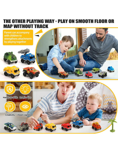 Coches de Pista LED Save Unicorn - Paquete de 3 Dinosaurios Coches de Pista LED Save Unicorn - Paquete de 3 Dinosaurios