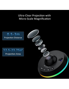 Proyector de Estrellas Ainael Galaxy Negro - Luz Nocturna 1.86 m 2