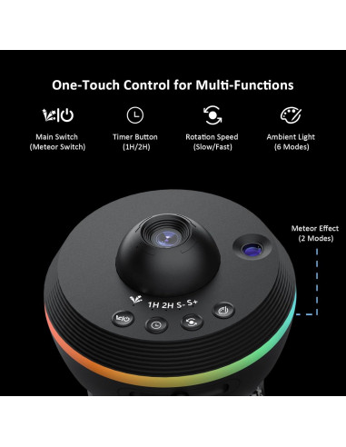 Proyector de Estrellas Ainael Galaxy Negro - Luz Nocturna 1.86 m