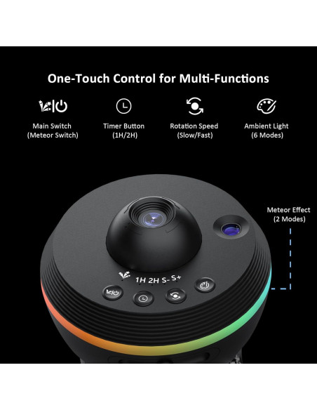 Proyector de Estrellas Ainael Galaxy Negro - Luz Nocturna 1.86 m