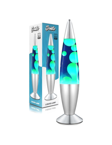 Lámpara Líquida Jambo 16" Azul con Cera Amarilla y Verde