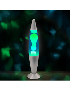 Lámpara Líquida Jambo 16" Azul con Cera Amarilla y Verde 2