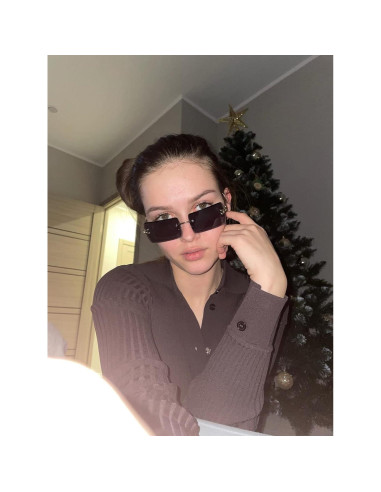 Gafas de sol rectangulares Poraday sin montura UV400 caramelo