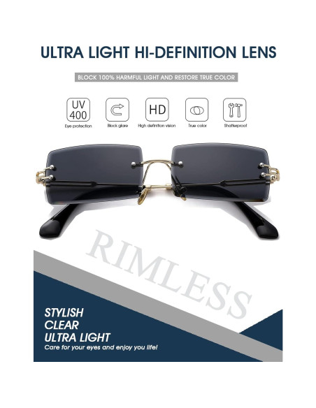 Gafas de sol rectangulares Poraday sin montura UV400 caramelo