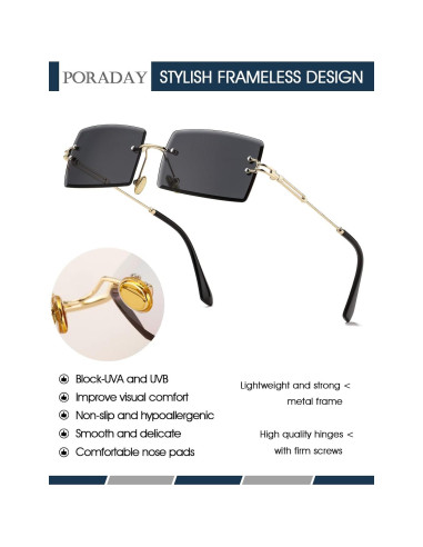 Gafas de sol rectangulares Poraday sin montura UV400 caramelo