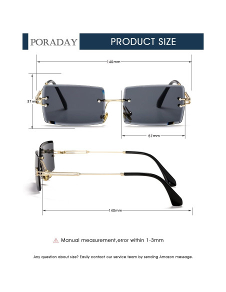 Gafas de sol rectangulares Poraday sin montura UV400 caramelo