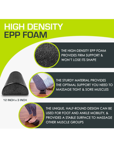 Rodillo de Espuma ProsourceFit 30.48 cm Alta Densidad Negro