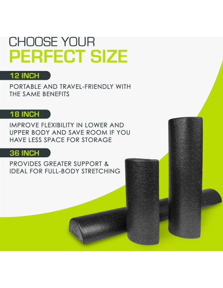 Rodillo de Espuma ProsourceFit 30.48 cm Alta Densidad Negro