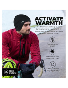 Gorro Térmico Tough Headwear para Casco - Invierno, Negro 2