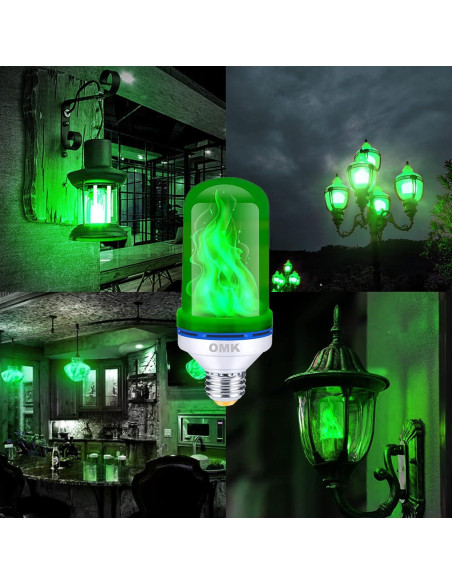 Bombilla LED de Llama Verde OMK - Efecto Fuego 12.7cm Bombilla LED de Llama Verde OMK - Efecto Fuego 12.7cm