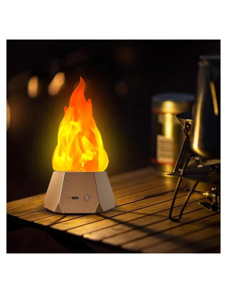 Lámpara de Fuego Falso Ollcuz LED Recargable USB 3 Modos