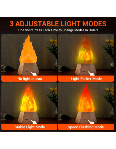 Lámpara de Fuego Falso Ollcuz LED Recargable USB 3 Modos