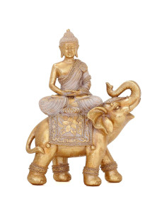 Estatua de Buda Dorada 23.5 cm con Elefante - Decoración Zen