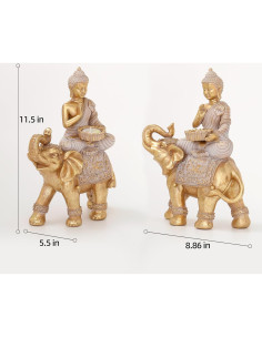 Estatua de Buda Dorada 23.5 cm con Elefante - Decoración Zen 2
