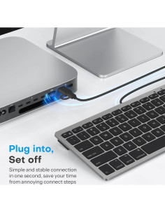 Teclado OMOTON con cable para Mac USB y Type-C Gris 2