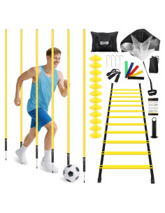 Conjunto de Entrenamiento de Agilidad GHB - Escalera 6.1m, 6 Postes, 12 Conos