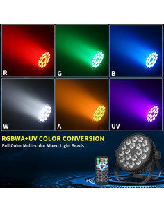 Luz Par LED Bigsnail 18x18W RGBWAUV DMX512 para eventos 2