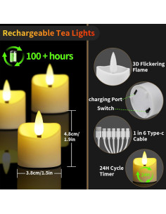 Juego de 12 Velas LED Recargables Yiamia con Control Remoto 2