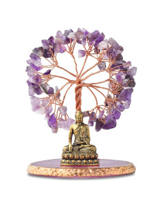 Estatua de Buda con Árbol de Cristales Sanadores 10cm