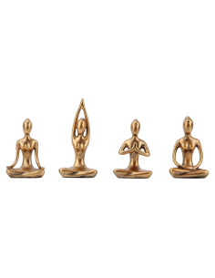 Set de 4 Estatuas de Yoga Leekung en Color Dorado - Decoración Zen