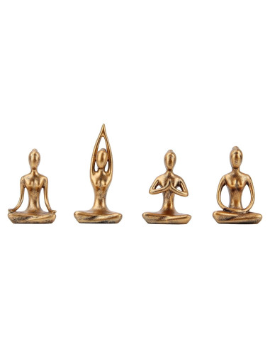 Set de 4 Estatuas de Yoga Leekung en Color Dorado - Decoración Zen