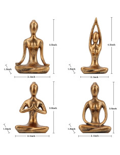Set de 4 Estatuas de Yoga Leekung en Color Dorado - Decoración Zen 2