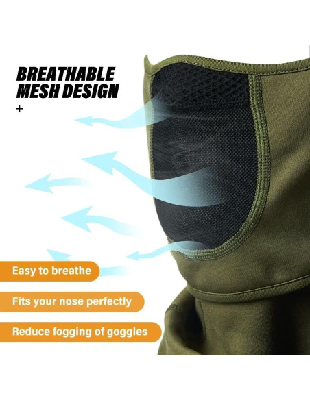 Balaclava Térmica para Esquí y Motociclismo - Verde Ejército