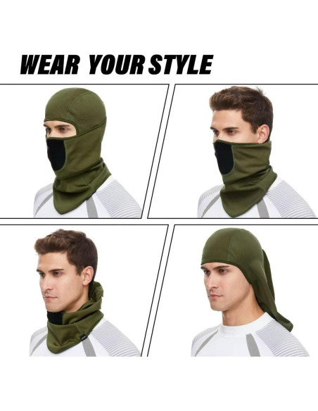 Balaclava Térmica para Esquí y Motociclismo - Verde Ejército