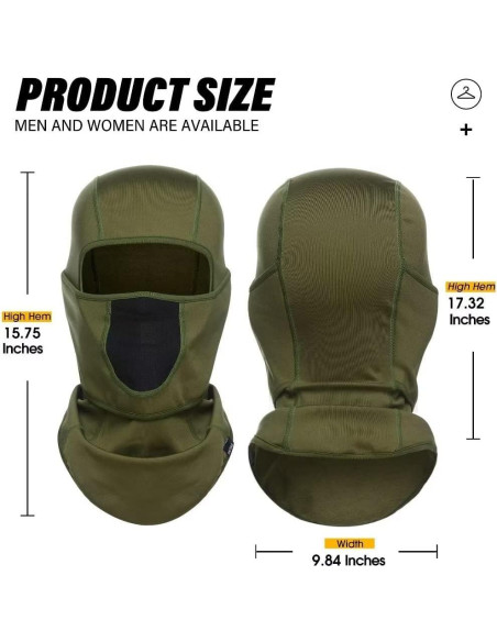 Balaclava Térmica para Esquí y Motociclismo - Verde Ejército