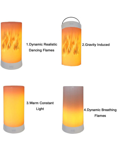 Linterna LED Efecto Llama QLEE Recargable USB 4 Modos IP44