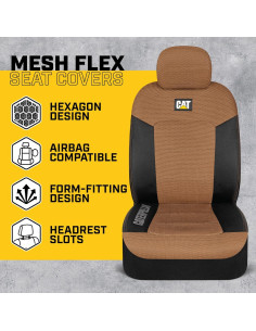 Cubiertas de Asiento CAT MeshFlex Beige Ajuste Universal - Juego de 2 2