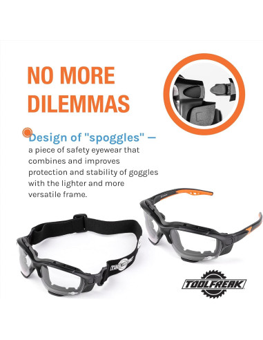 Gafas de Seguridad ToolFreak Spoggles, Acolchadas, UV380