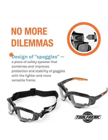 Gafas de Seguridad ToolFreak Spoggles, Acolchadas, UV380
