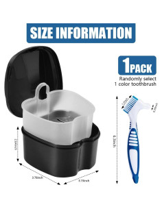 Caja de Baño para Dentaduras KISEER Negra con Cepillo y Cesta 2