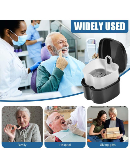 Caja de Baño para Dentaduras KISEER Negra con Cepillo y Cesta