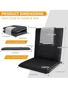 Silla de Meditación Plegable FASTMOMENT 14 Posiciones Lino Negro 2