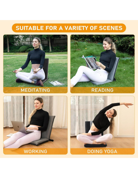 Silla de Meditación Plegable FASTMOMENT 14 Posiciones Lino Negro