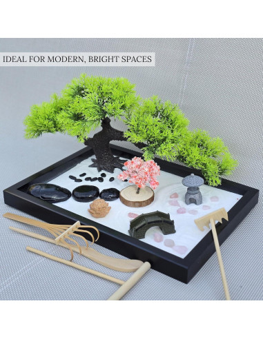 Jardín Zen para Escritorio Earthy Blendz 28x19 cm Negro