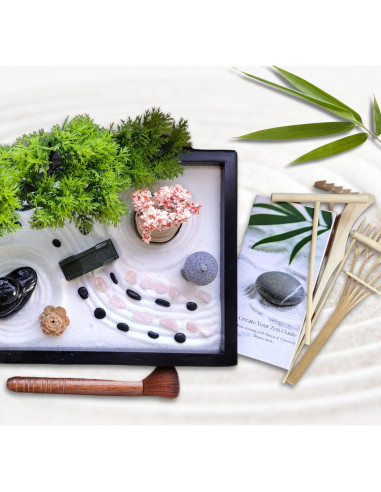 Jardín Zen para Escritorio Earthy Blendz 28x19 cm Negro