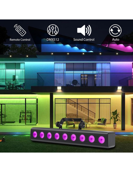 Barra de Luz LED 50W RGBW DMX con Control Remoto 2Pack