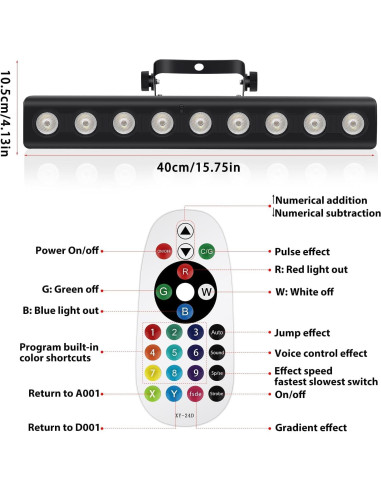 Barra de Luz LED 50W RGBW DMX con Control Remoto 2Pack