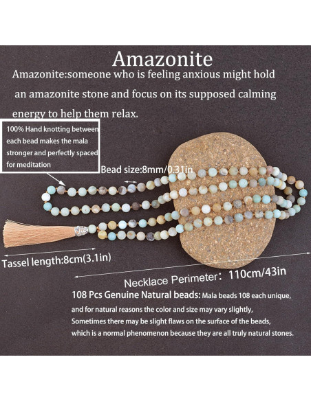 Collar Japamala 108 Cuentas Naturales KIKILA Amazonita 8mm