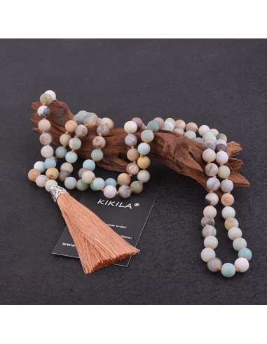 Collar Japamala 108 Cuentas Naturales KIKILA Amazonita 8mm