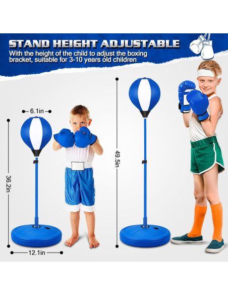 Saco de Boxeo Infantil NATGGZ Ajustable con Guantes - Azul