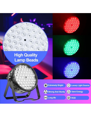 BETOPPER Luz DJ 2 Pzs 54x3W LED Par DMX Estroboscópica