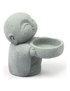 Estatua de Buda Monje Jizo HYFAN 9x8.8 cm Arenisca Gris