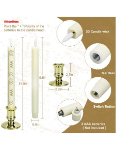 Paquete de 6 Velas LED Sin Llama YINUO LIGHT 24.4 cm con 2 Remotos 2